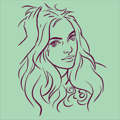 a girl portrait with long hair vector for illustration card decoration