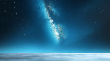 Fototapeta premium A serene night sky showcasing the Milky Way over a tranquil horizon, perfect for nature and cosmic themes.