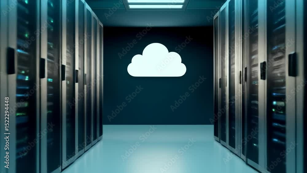 Poster server data center cloud technology network storage security and modern digital infrastructure showc