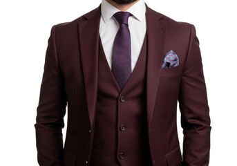 Stock Photo Stylish Maroon Suit with Tie and Handkerchief No Face