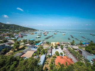 Obraz premium Aerial view of Koh Yo Island in Songkhla Lake, Songkhla Province, Thailand