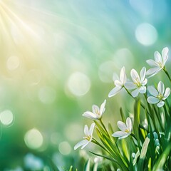 Delicate spring flowers bathed in sunlight