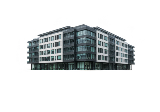 Transparent Background of an Urban Modern Office Building Facade - Powered by Adobe