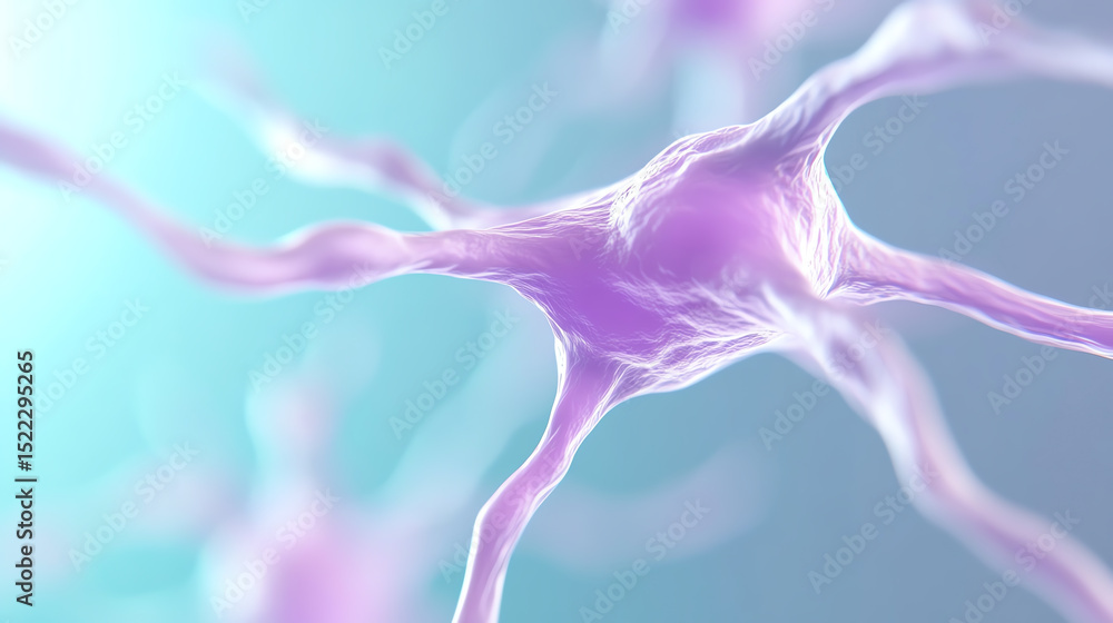 Poster Abstract image of neurons in a colorful and vibrant setting, representing the complexity of the nervous system and brain activity.