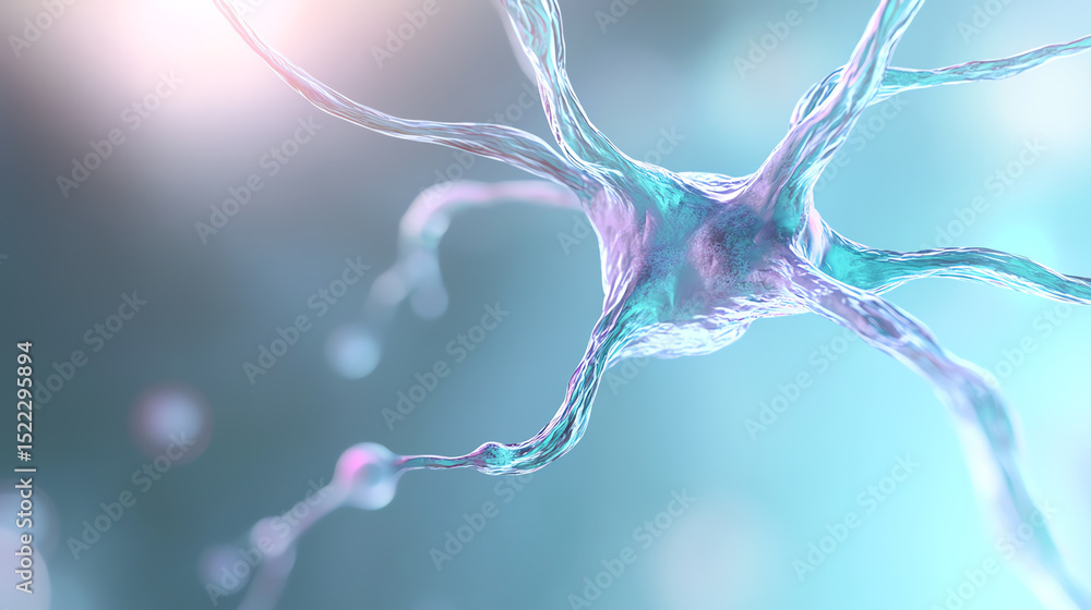 Poster close-up view of a neuron, showcasing its structure and connections, highlighting the beauty of the 