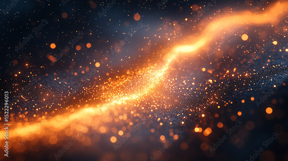 Aufkleber dynamic orange light streak with shimmering particles creates a mesmerizing visual effect, ideal for