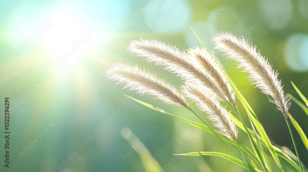 Aufkleber soft grass swaying gently in the sunlight, creating a tranquil atmosphere surrounded by nature's bea