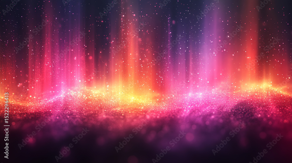 Poster Vibrant abstract light waves with pulsating colors create a mesmerizing visual experience, perfect for backgrounds and digital art.