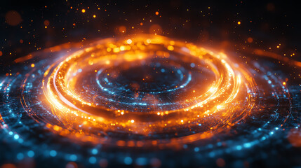 Obraz premium Vibrant abstract background with swirling particles and energizing colors creating a futuristic and dynamic effect.