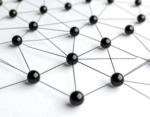 Abstract network of black spheres connected by lines