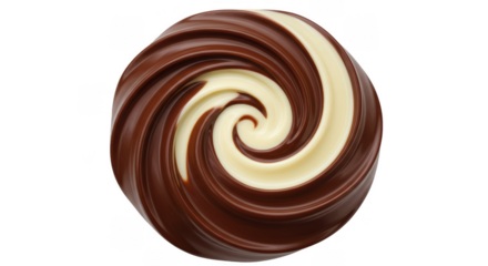 Isolated Detailed Swirl Chocolate Candy Close Up in White Background