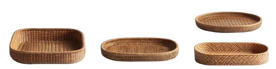Obraz premium Woven, light brown, rectangular and oval serving trays