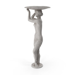 Woman with Dish Fountain Isolated on Transparent Background