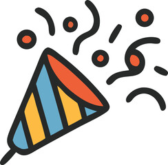 Cartoon party popper exploding with confetti festive illustration