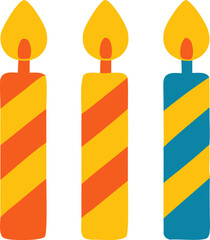 Colorful candles illustration with flames for celebration designs
