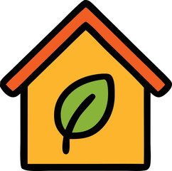 Eco friendly house symbol with leaf nature and environmental protection