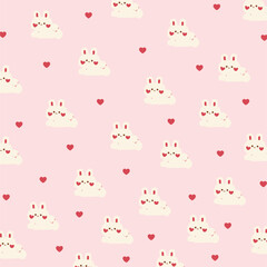 Seamless Pattern Cute Rabbit, Cartoon Bunny Cute, Seamless Textile Art for Texture and Background