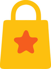 Shopping bag illustration with star emblem colorful vector design