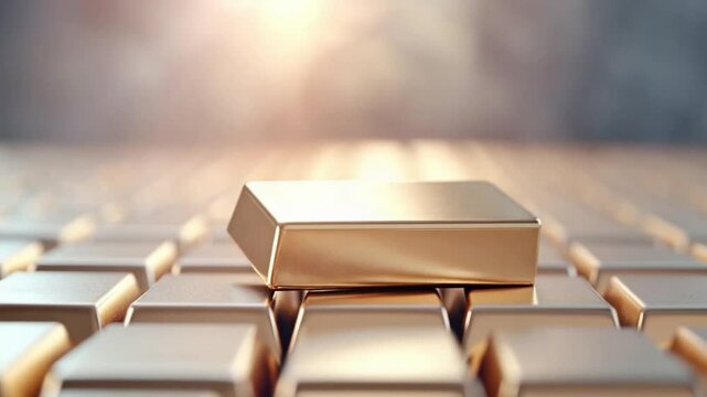 Golden Key of Technology: An illuminated close-up view of a keyboard, showcasing one key rendered in gleaming gold, radiating an aura of technological advancement and digital innovation.