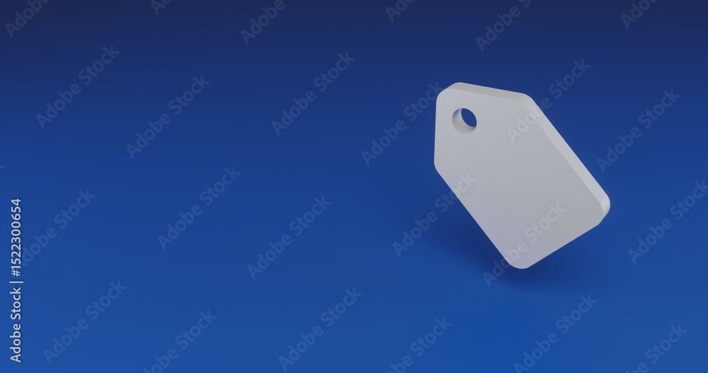 Poster isolated realistic white discount label symbol with shadow. located on the right side of the scene. 