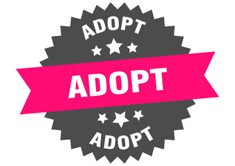 adopt. adopt round pink label isolated on transparent background