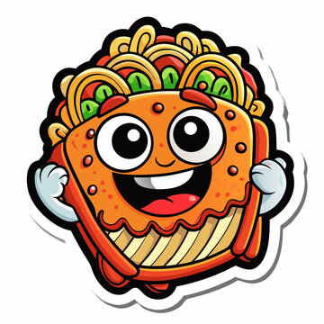 Naklejki 9 Of set More sticker Cute Food  design and bold line black , white background ,full  color