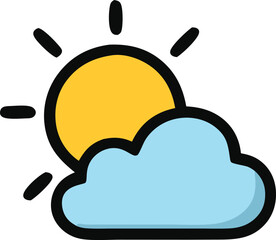Stylized illustration of sun and cloud representing weather