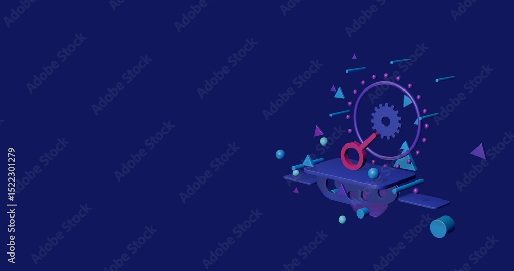 Aufkleber pink astrological connection symbol on a pedestal of abstract geometric shapes floating in the air. 