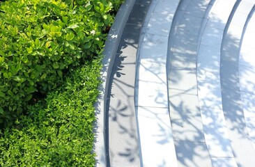 Gray concrete stairs modern design in the garden