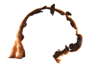 A burnt out spot on a white background