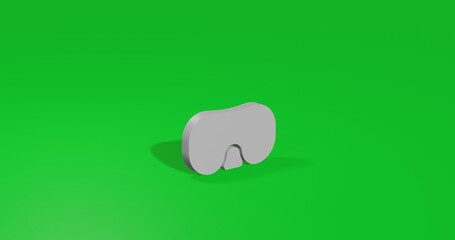 Isolated realistic white diving goggles symbol front view with shadow. 3d illustration on green chroma key background