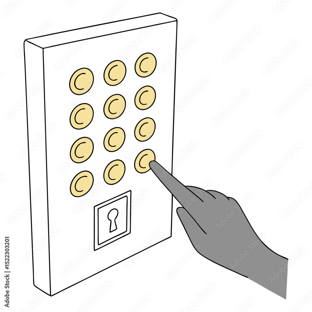 Aufkleber finger pressing numeric keypad access code
