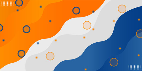 Blue and orange geometric business banner design. Creative banner design with wave shapes and lines for template.