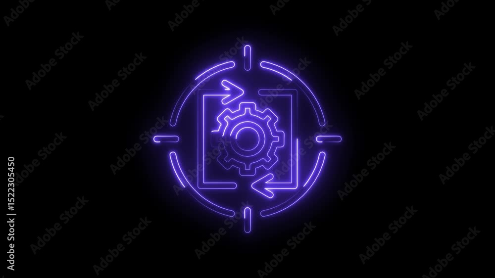 Poster neon style video of an ongoing mechanical process targeting efficiency and precision