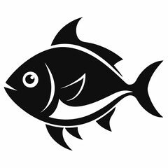 Fototapeta premium Stylized illustration of a black fish with fins halloween, vector, silhouette, illustration, horizontal, isolated assets,