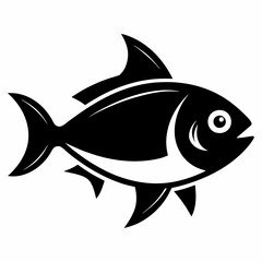 Obraz premium Stylized black and white fish with open mouth view halloween, vector, silhouette, illustration, horizontal, isolated assets,