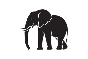 Obraz premium African Elephant Silhouette Side View: Wildlife Vector for Safari Designs