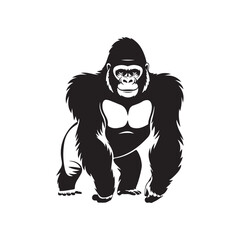 Detailed Gorilla Silhouette Vector: Impressive Primate Icon for Wildlife Logos and Designs