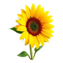 Vibrant Sunflower in Full Bloom Against a Transparent Background