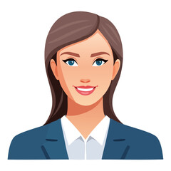 Flat Vector. Portrait of only one Woman. Simple Background.