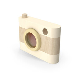 Wooden Camera Toy Isolated on Transparent Background