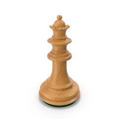 Wooden Chess Queen Piece Isolated on Transparent Background