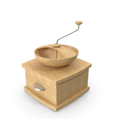 Wooden Coffee and Pepper Manual Grinder Mill Isolated on Transparent Background