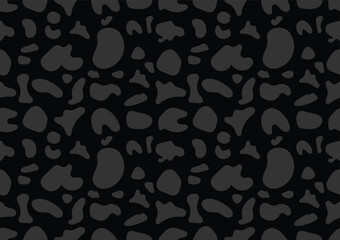 Hand-drawn grey leopard on a black background. Seamless animal skin pattern for clothing, fabric, wallpaper, backdrop, home decoration, cover book, and wall art.