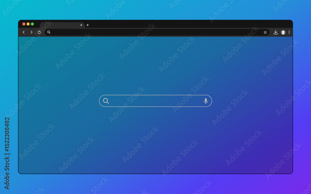 Fototapete Web browser window. Template of website interface. Social media style of outline browser. Mockup of web window in simple linear design. Search bar with loupe and arrows.	