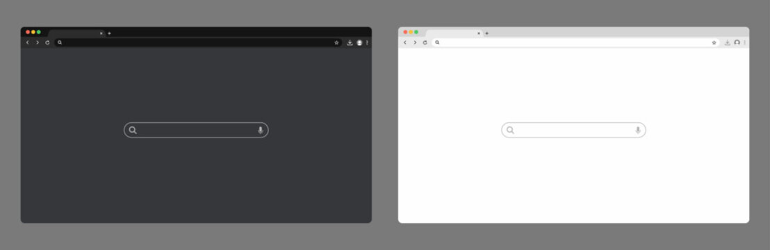 Web browser window. Template of website interface. Social media style of outline browser. Mockup of web window in simple linear design. Search bar with loupe and arrows.	