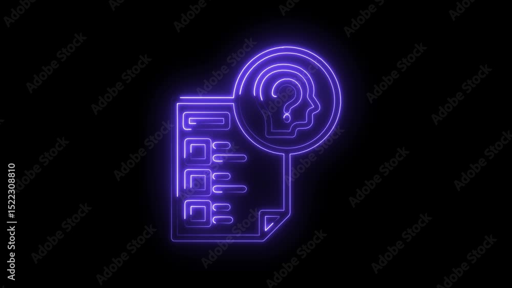 Poster job application form neon glow animation showing question mark concept isolated