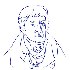 Antonio Salieri. Continuous line drawing, portrait of composer. Hand drawn, vector illustration