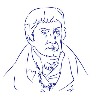 Antonio Salieri. Continuous line drawing, portrait of composer. Hand drawn, vector illustration