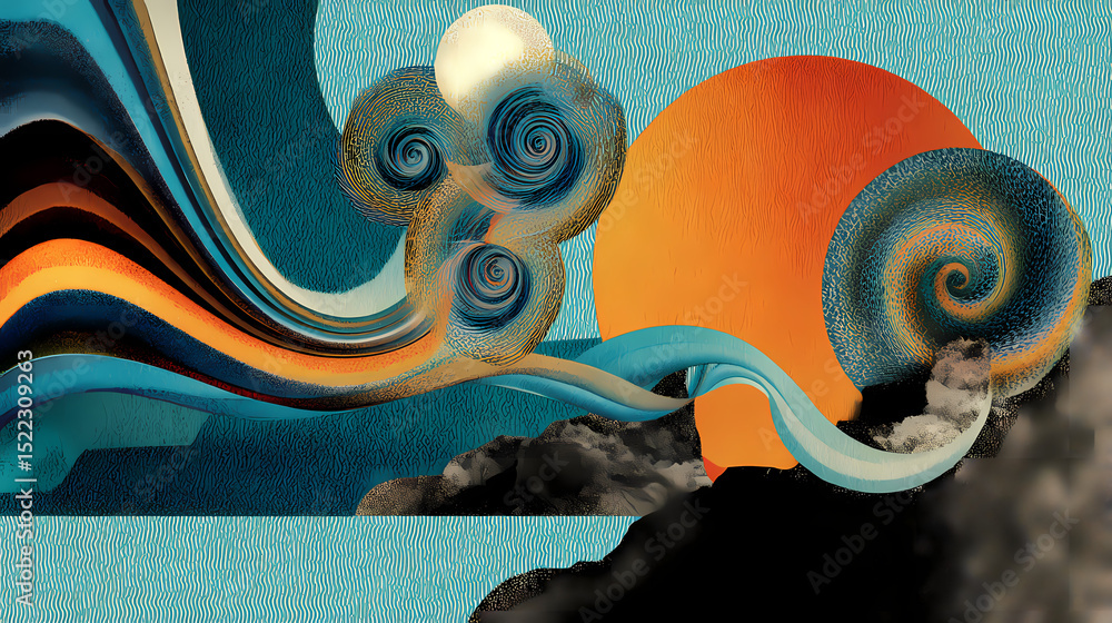Wall mural concept piece for design magazine | emotional patterning | contemplative flow | sunset gradient | bi